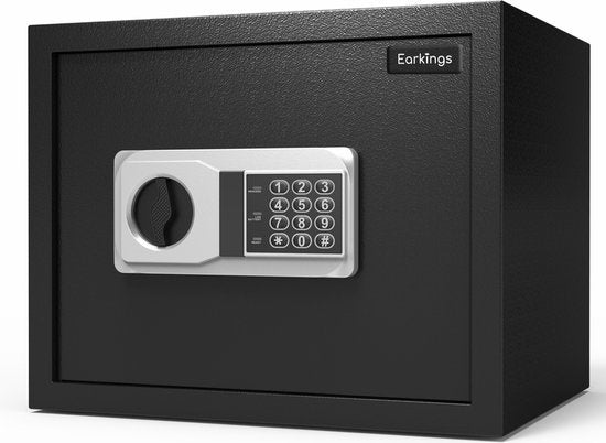 Earkings Safe 30x38x30 cm mit Zahlenschloss - Tresor Elektronische Spardose - Inklusive Befestigungsmaterial, zwei Notschlüsseln und Alarmschloss - 25.7L