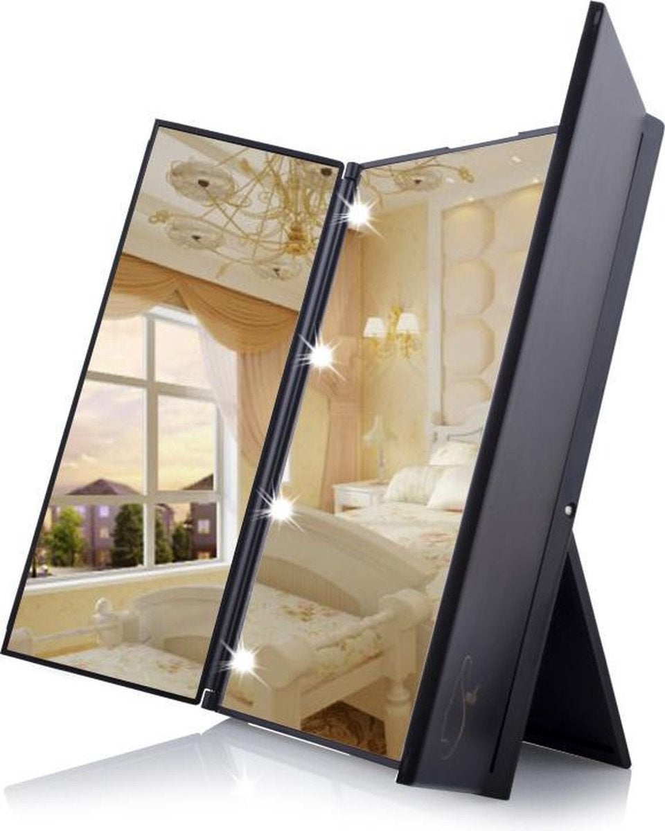 Fuegobird - Spiegel - mit LED-Beleuchtung - Make-up-Spiegel - Schwarz