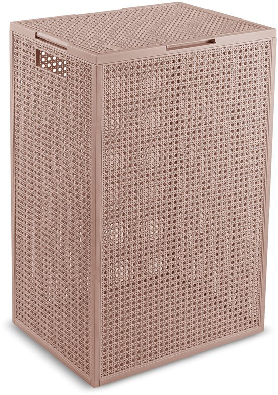 Curver Kaya Wäschekorb mit Deckel – 60 l – 38 x 29 x 58,5 cm – Warm Taupe