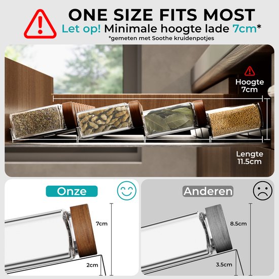 Soothe Gewürzregal Schublade für 36 Gewürztöpfe - ausziehbar - 9er Set - Gewürzorganisation - Gewürzregal - Gewürzregal - Edelstahl