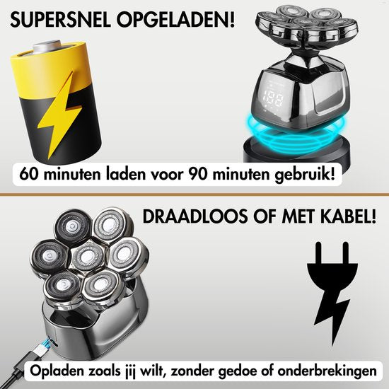Rasierer Männer - Trimmer - Clipper - Sansbeauté® Skull Sharp PRO - Elektrischer Gesichts- und Kopfrasierer - Nass- und Trockenrasur - Kabelloses Aufladen - Elektrisch