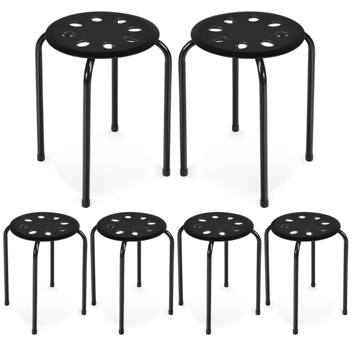 Stapelhocker 6er Set stapelbarer Metallhocker Esszimmerhocker Hocker für Home Office Klassenzimmer 44,5 cm Sitzhöhe 30 x 30 x 44,5 cm