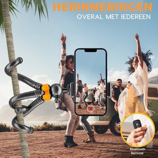 Studio ME Telefonstativ - 25 cm - Stativ Smartphone - Flexibel - Kamerastativ - Schwarz - Gorillapod - Telefonhalterung - Inkl. Bluetooth-Fernbedienung - Stativ Iphone - Stativ Telefon