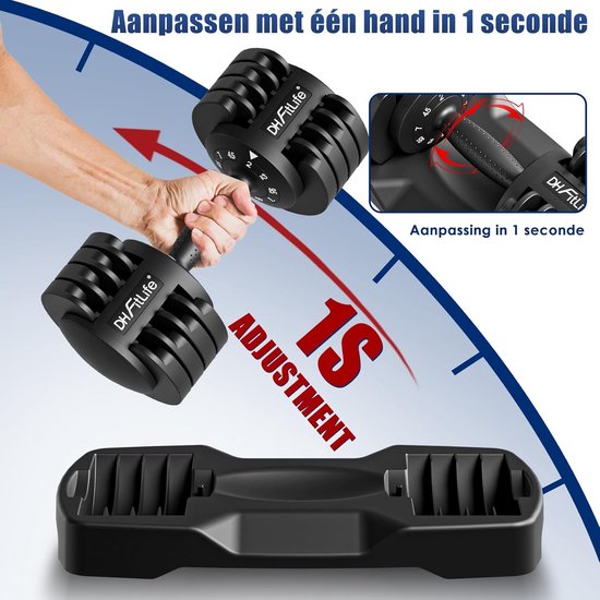 DH FitLife Verstellbares Hantelset 12KG | 2 STUKS | 5-in-1 Variable Gewichte | Verstellbare Hanteln von 2 bis 12 kg | Krafttraining, Kurzhantelset mit platzsparenden Hanteln für das Heimtraining, Kurzhanteln verstellbar