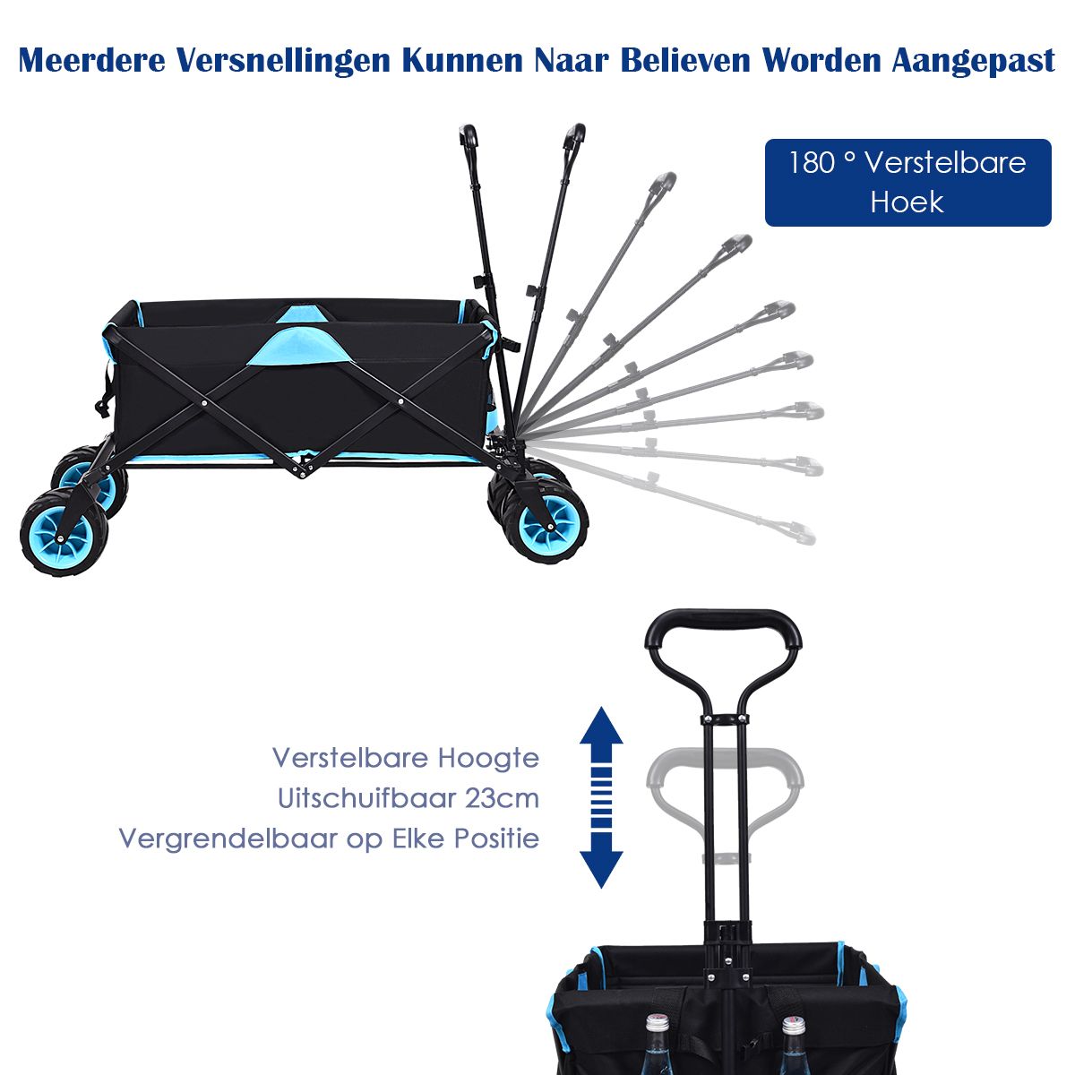 Faltbarer Wagen Coast - Max. 50 kg - 118 x 55 x 97 cm - Schwarz / Blau