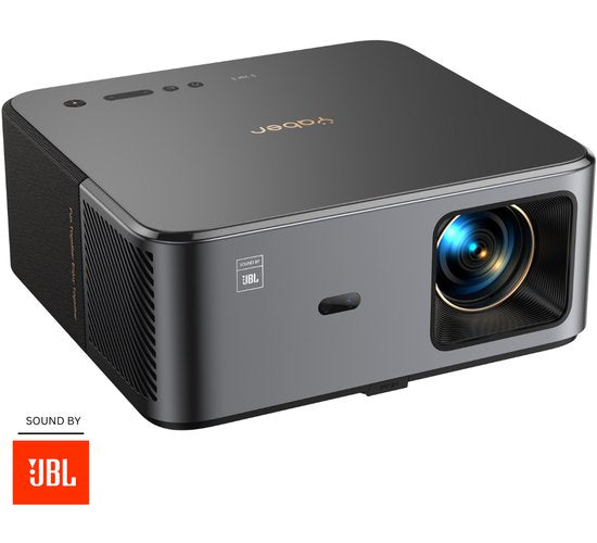 Yaber K2S Beamer – Projektor mit Dolby Audio und JBL 2.0-Lautsprechern – 800 ANSI-Lumen, 1080p Full HD – Android TV (über 7000 Apps) – Wi-Fi 6/Bluetooth – Tragbares Heimkino – Schwarz