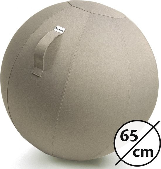 Bckz Sitzball Büro und Zuhause 65 CM - Luxus-Yoga-Ball - Sitzball mit Hülse - Ergonomischer Bürostuhl-Ball - Leinen Sand Grau
