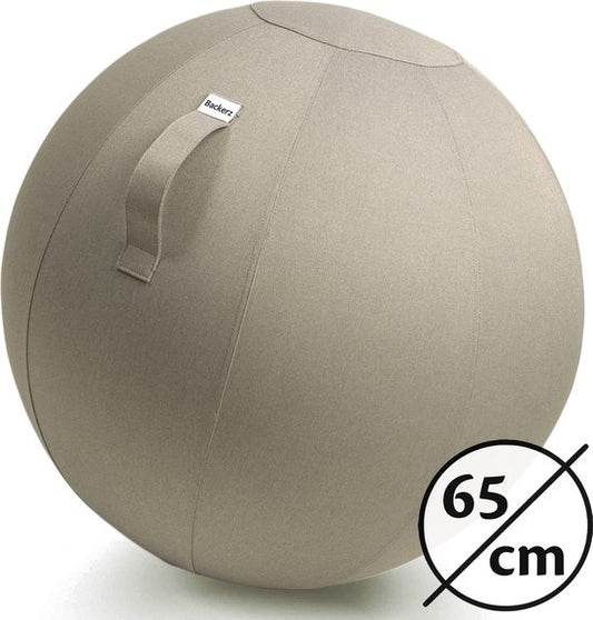 Bckz Sitzball Büro und Zuhause 65 CM - Luxus-Yoga-Ball - Sitzball mit Hülse - Ergonomischer Bürostuhl-Ball - Leinen Sand Grau