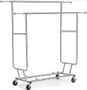 Yaheetech Kleiderständer 128 x 55 x 173 cm – Silber – Rollbar – 130 kg – Doppelte Kleiderstange