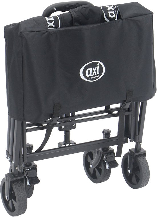AXI SB120 Zusammenklappbarer Handwagen – Schwarz – Mit Zugstange, Bremsen und Schutzhülle – 60 kg Tragkraft – Einfach zu transportieren – Metall