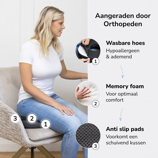 Sitzkissen Orthopädisch - Donut Kissen - Bounce - Ergonomisch - Memory Schaum - Für Auto, Bürostuhl & Sofa - Alyze