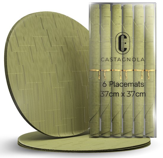 Castagnola Tischsets – Tischset aus Kunststoff – Untersetzer – Tischsets aus Kunststoff und PVC – 6 Stück – Durchmesser 37 cm – Grün