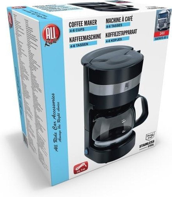 All Ride Kaffeemaschine 24V - Auto und LKW - Filterkaffee - Warmhaltefunktion - Schwarz