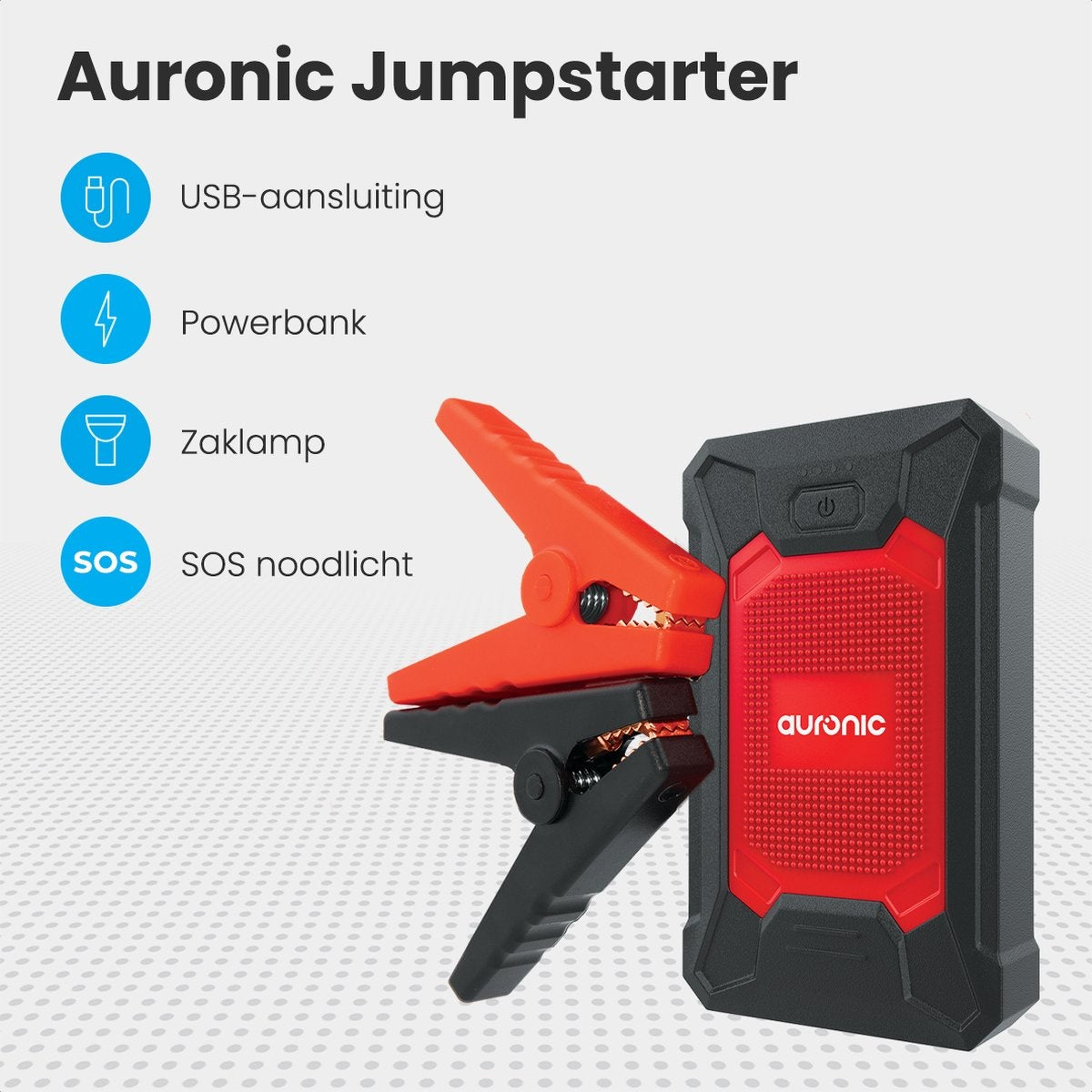 Auronic 12V Starthilfe für Auto 600A / 7.200 mAh 4-in-1 Starthilfe inkl. Tasche - Rot/Schwarz