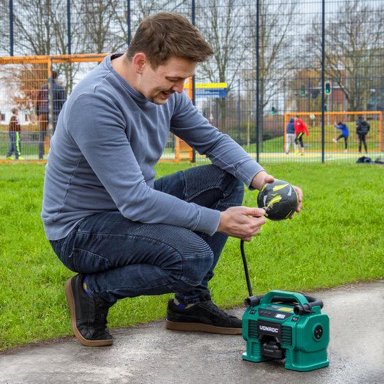 VONROC Accu-Kompressor - VPower 20V - Ohne Akku & Ladegerät - 20V Akku & 12V Anschluss - 11 bar - Inkl. 8 Zubehörteile