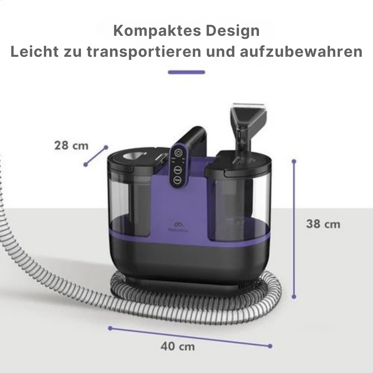 Motionflow Teppichreiniger - Turbo- & Heizfunktion - 1200 W - Schlauchlänge 1,7 Meter - inkl. Reinigungsmittel - Lila