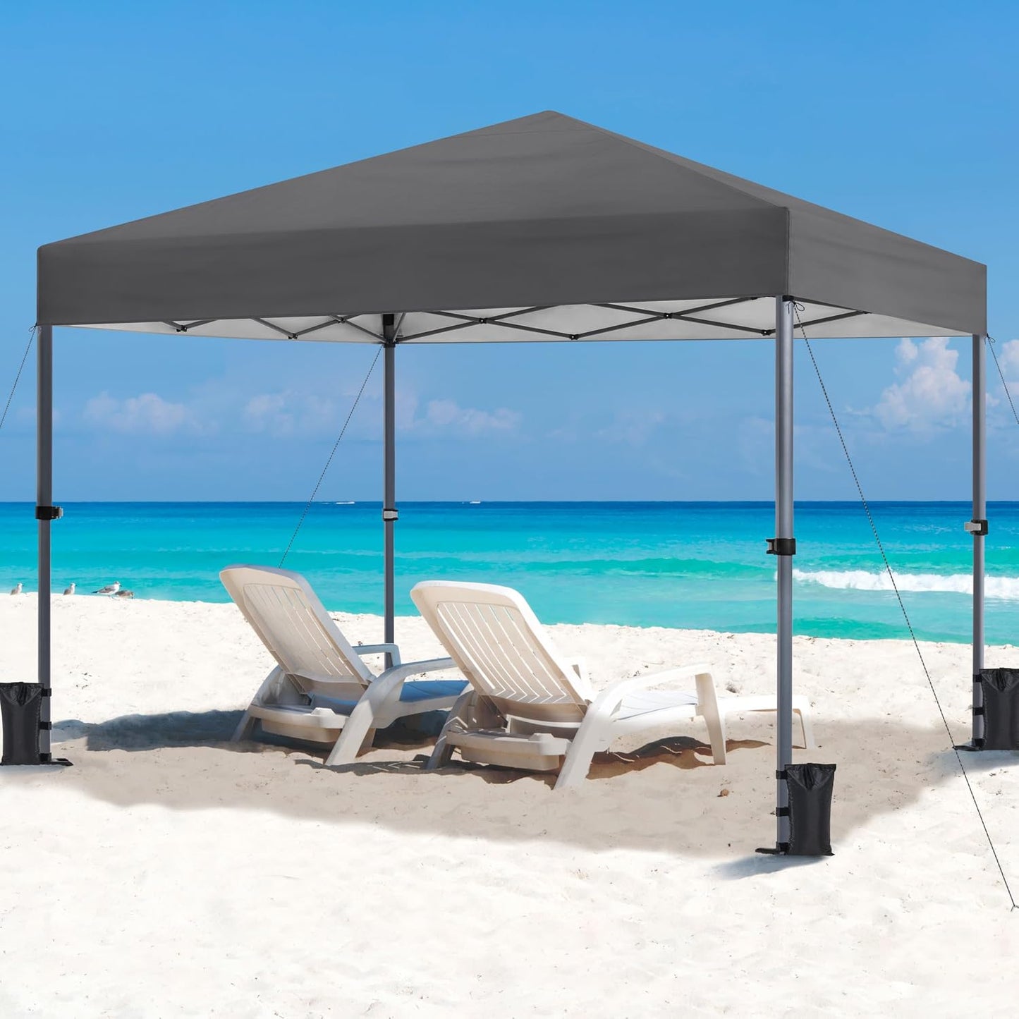 Yaheetech Faltpavillon 3 x 3 m Dunkelgrau – Wasserdicht – UV-Schutz 50+ – Inkl. Heringe, Sandsäcke und Tragetasche