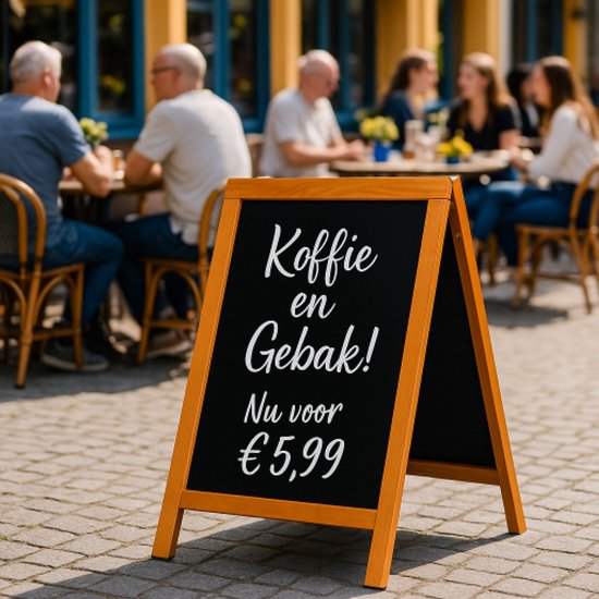 BRASQ Kreidetafel Mahagoni – 55 × 85 cm – Kreidetafel – Werbetafel – Straßentafel – beidseitig beschreibbar – für den Innen- und Außenbereich – Gastronomie