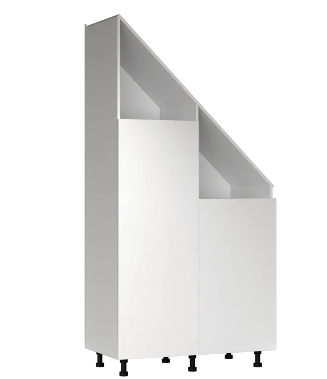 VDD Kleiderschrank für schräge Wand – 182 x 47 x 91 cm – Weiß – Schiebetüren – 2 Einlegeböden – Kleiderstange