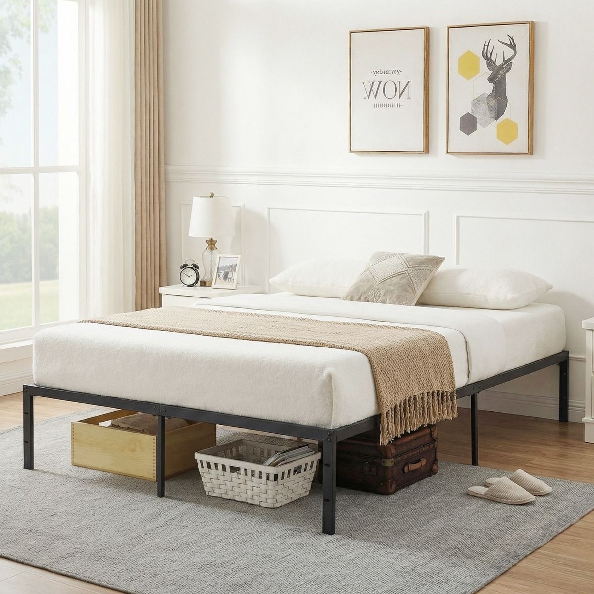 Coast Plattformbett – Metall-Lattenrost – Stauraum unter dem Bett – 160 x 200 cm – schwarz