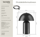 tectake Kleine Retro-Tischleuchte Kade, dimmbar, Schwarz