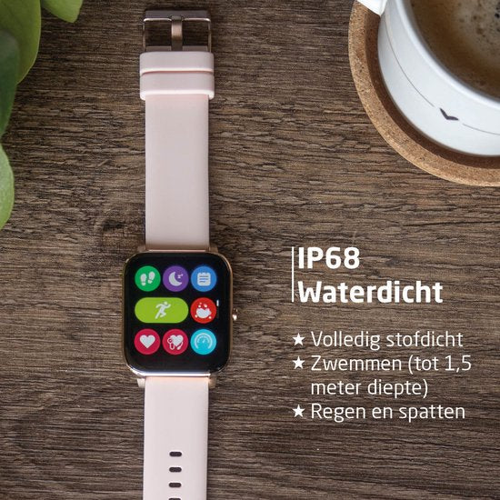 BREND Smartwatch für Frauen und Männer - Schrittzähler, Blutdruckmesser und Herzfrequenzmesser - Sportuhr - wasserdicht - Pink