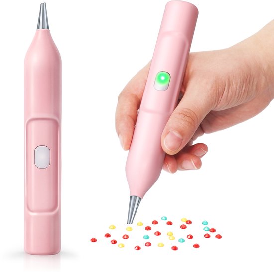 Rubye® - Elektrischer Diamantmalstift - Mit Vakuumtechnik - Wiederaufladbar über USB-C - Komfortabel in der Anwendung - Für runde und eckige Steine - Pink