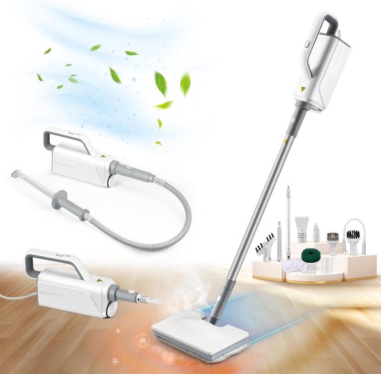 Fuegobird 2-in-1-Dampfreiniger – 1500 W elektrischer Dampfmopp – mit tragbarem Handgerät – zum Reinigen von Dampfmopps für Hartholz-Laminatböden, Fugenfliesen und Autos – Weiß
