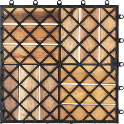 tectake Tabula Gartenfliesen – 40-teiliges Set – Akazienholz – Klicksystem – 31 x 31 cm