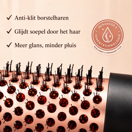 Soosia Lockenstab & Glättungsbürste – Wärmebürste mit Keramikplatten – Thermal Brush – Infrarot & Ionen – Einstellbar von 110 bis 210 °C