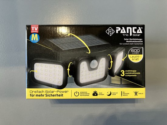 Media Shop Panta TrioSolar – Solar-Außenleuchte mit Sensor – 74 LEDs – 600 Lumen