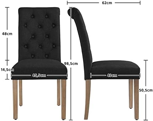 Yaheetech Esszimmerstühle mit hoher Rückenlehne – 2er-Set – schwarz