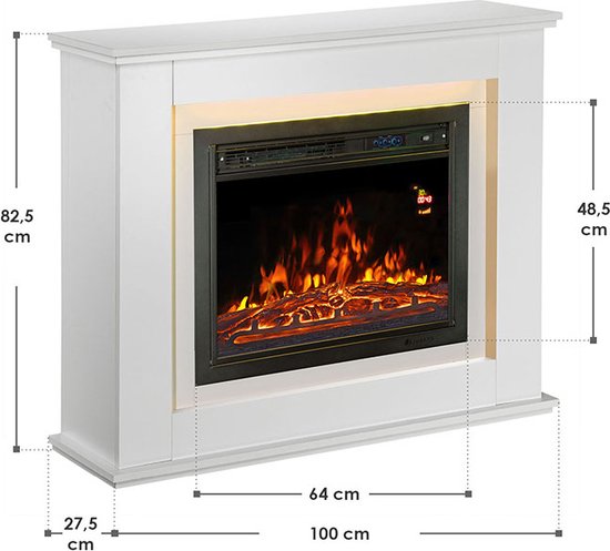 Elektroheizung - Rechteckig - 2000 Watt - Weiß - Feuereffekt