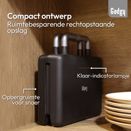 Gadgy Premium Sandwichtoaster für 2 Sandwiches – Schwarz – 3-in-1-Grill, Sandwich- und Waffeleisen – Austauschbare Platten – 600 W – Besonders leistungsstark – 2x Brüsseler Waffel – Croque Monsieur