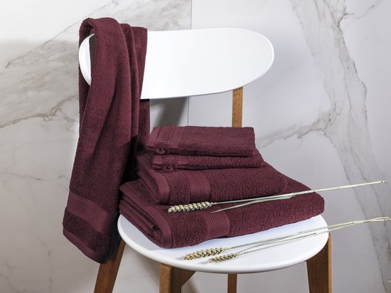 DoubleDry XL Handtücher 70 x 140 – 6er-Set – Hotelqualität 500 g/m² – 6x Bordeauxrot