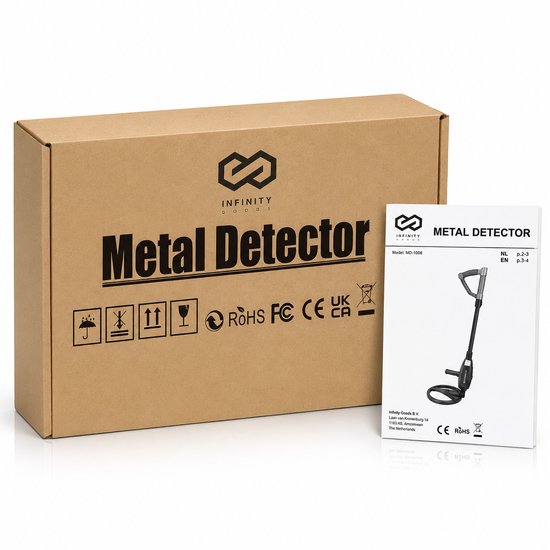 Infinity Goods Metalldetektor Pro – Erwachsene & Kinder – Komplettset – Wasserdichte Suchspule – Verstellbar – Professionell