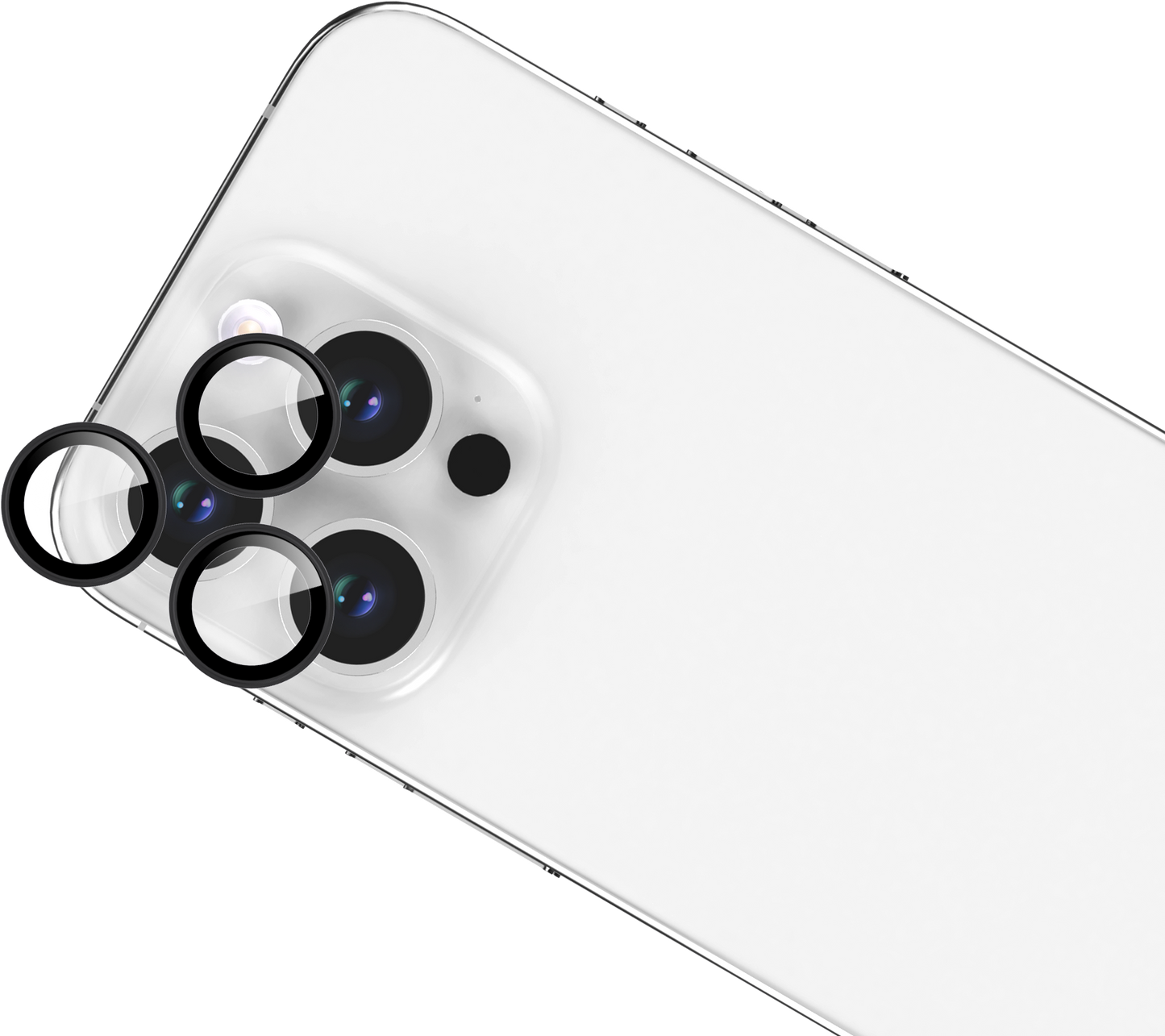 BeHello - Schutz für das Kameraobjektiv - Geeignet für iPhone 15 Pro und 15 Pro Max und 14 Pro und 14 Pro Max - Mit individuellem Objektivschutz und Aluminiumrahmen - Für Apple iPhone - Schwarzes Aluminium und transparentes Glas