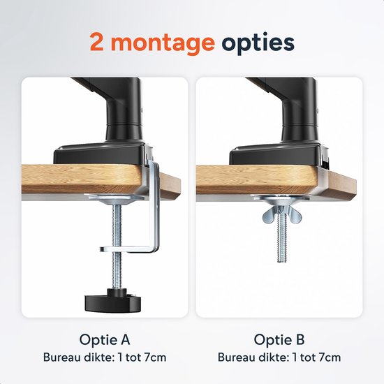 Monitorarm mit Gasfeder - Halterung für 1 Bildschirm - 13 bis 32 Zoll - Halterungen - Extra stabil - Schwarz - Skoov