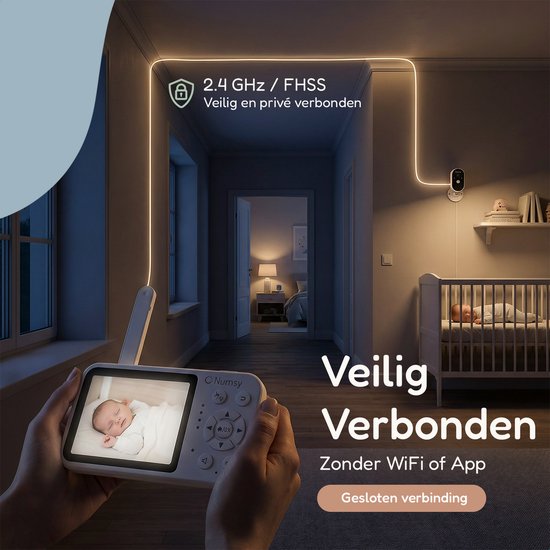 Numsy One Babyphone mit Kamera - 2.8 Bildschirm - Nachtsicht - VOX/ECO - Talk-back Funktion