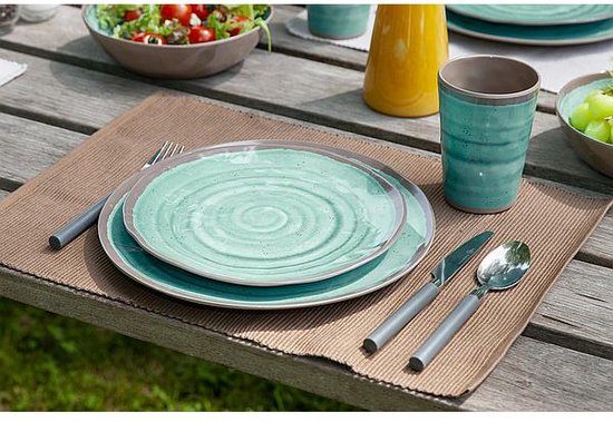 Bo-Camp – Geschirr – Halo – 12-teilig – Aqua