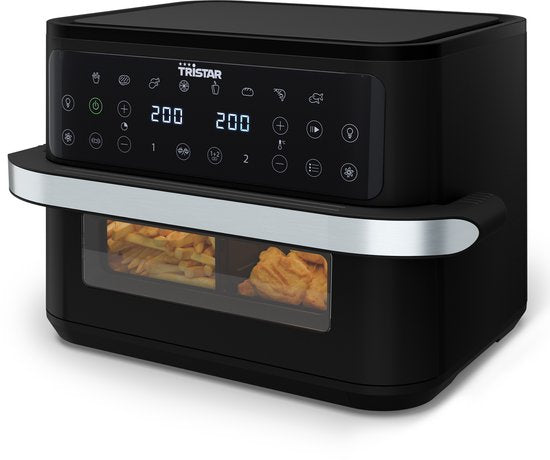 Tristar Airfryer FR-9432 – 10 l – Dual Zone Flex – Sichtfenster – 8 Vorprogramme – Snackverteiler – 2800 W