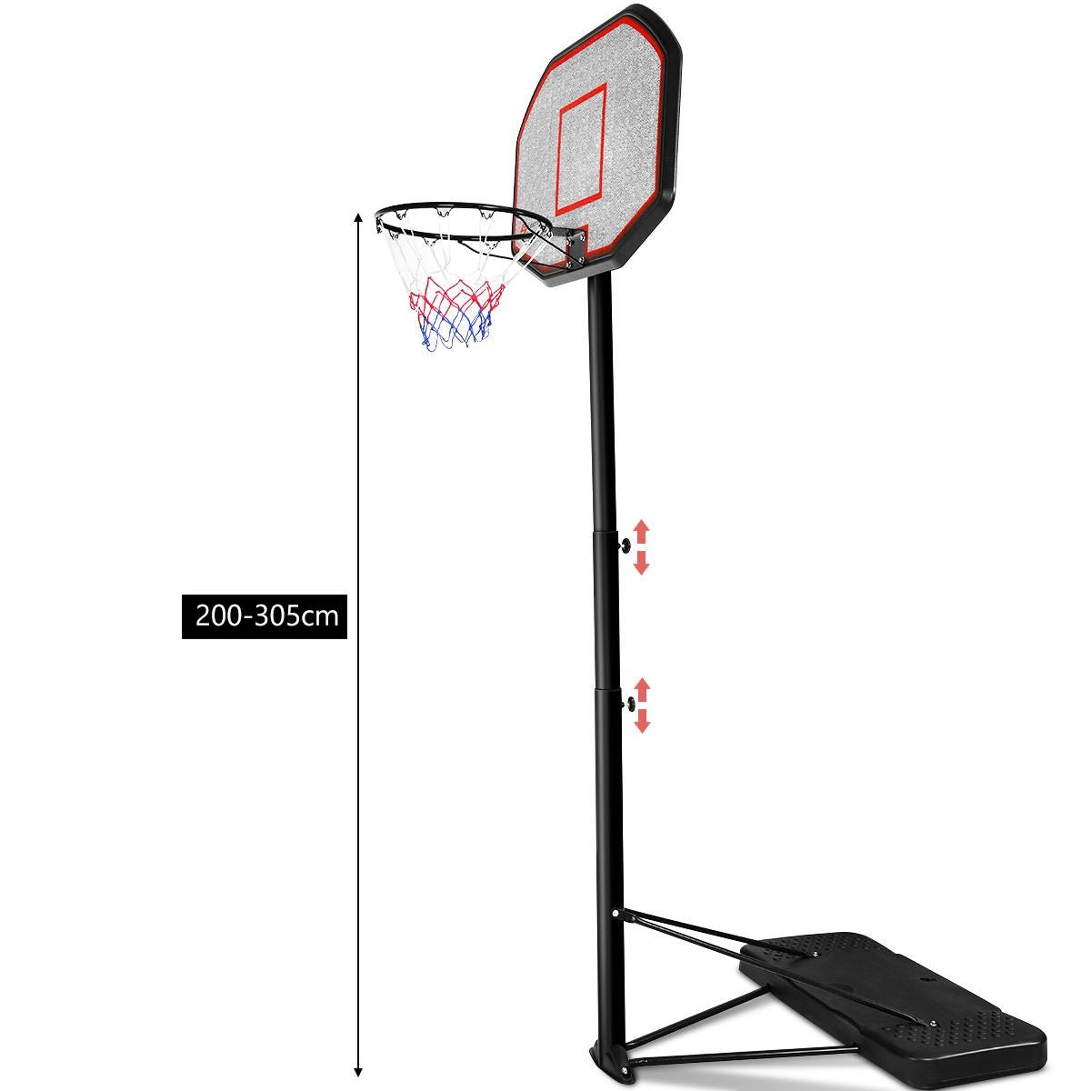 Coast Basketball Pole - Basketball Ring mit Ständer - 220-305 cm Höhe - Schwarz