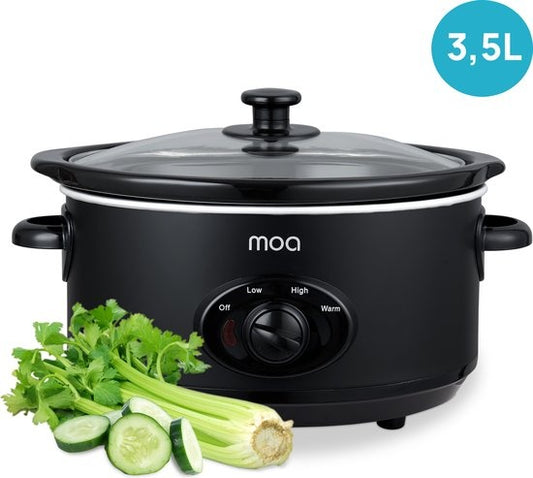 MOA Slowcooker - 3,5 Liter - Keramik-Innenbehälter - Schwarz - SC35B