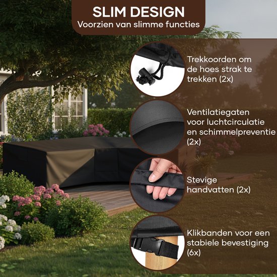 Villux Schutzhülle für Gartenbank – Schutzhülle für Gartenmöbel – Hülle für Gartenmöbel – Hülle für Gartenset – Loungeset – Wasserdicht – Hülle für Loungeset – 420D - 300/98 x 300/98 x 70 cm