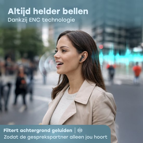 Audyn Kabellose Ohrhörer – Kabellose Ohrhörer – Geräuschunterdrückung ANC+ENC – Bluetooth – In-Ear – Schwarz – FlowTune Pro