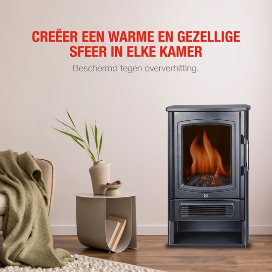 alpina Elektrischer Kamin Helsinki ND-183 - Elektrischer Kamin mit Heizung - LED Flammeneffekt