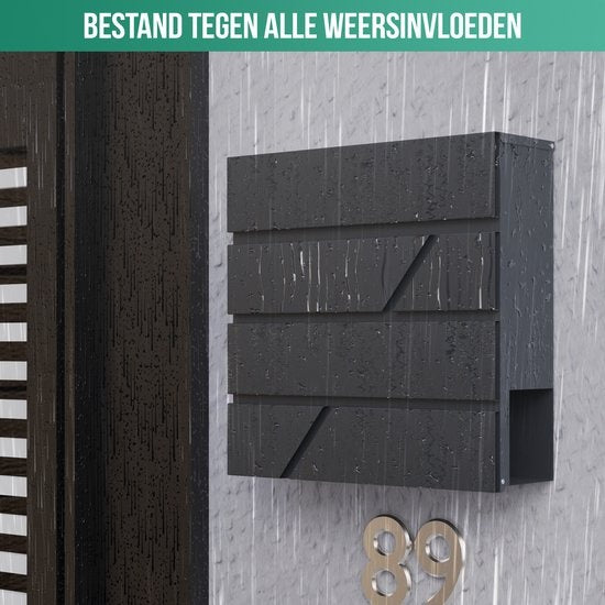 Avalo - Briefkasten - Edelstahl - mit Zeitungsfach & Schloss - inkl. Montagematerial & 2 Schlüssel - Anthrazit