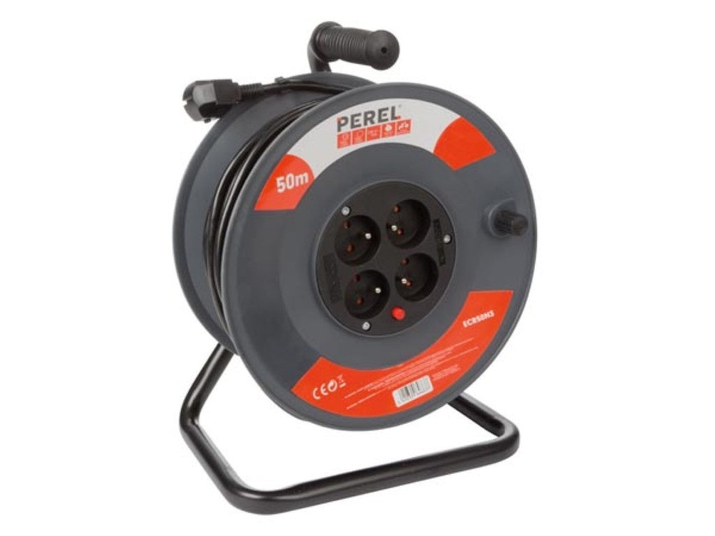 Perel Kabeltrommel 50 M - 3G1.5 - Stift-Erde - 4 Buchsen