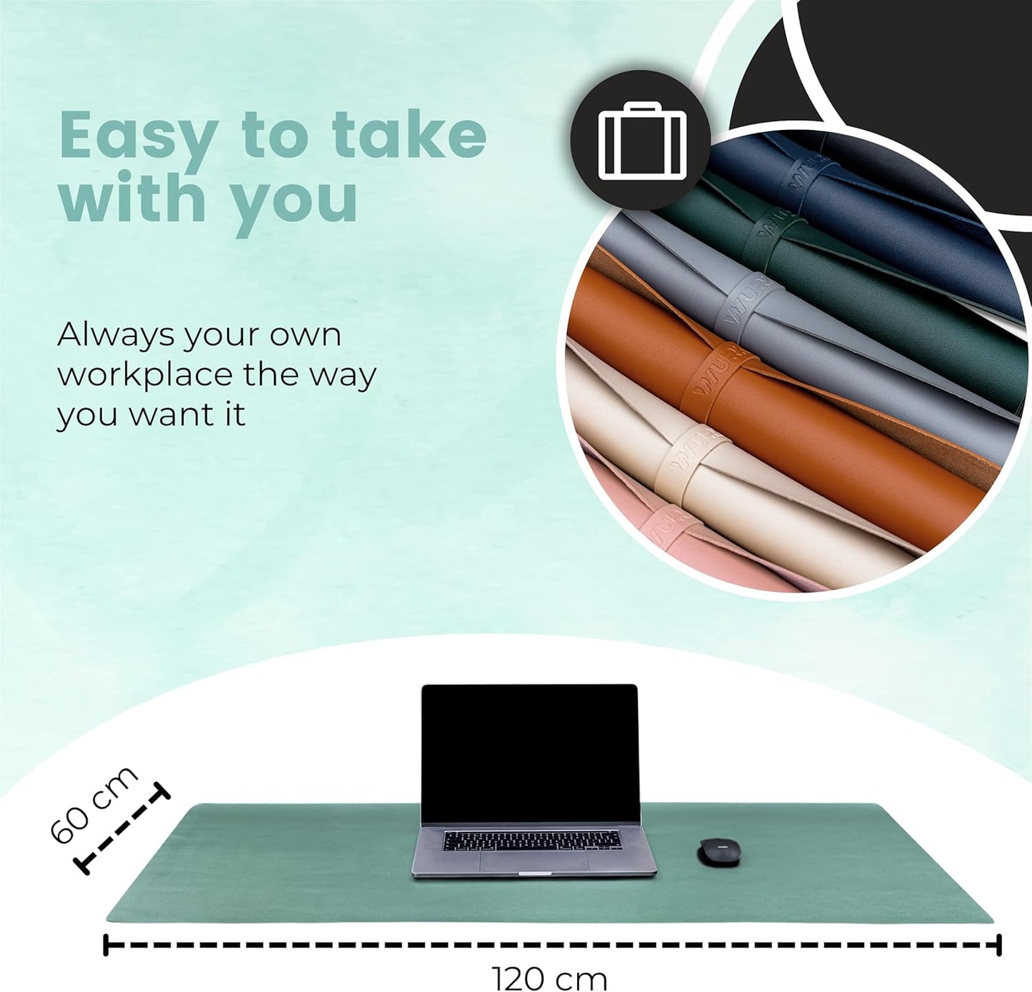 Wurk Schreibtischunterlage - 80 x 40 cm - türkis