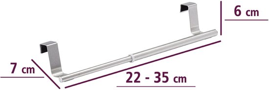 Wenko ausziehbarer Handtuchhalter, groß – Silber – Anbringen ohne Bohren | Ausziehbar